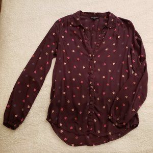 Leaf Print American Eagle Outfitters Purple Blouse Size S/P